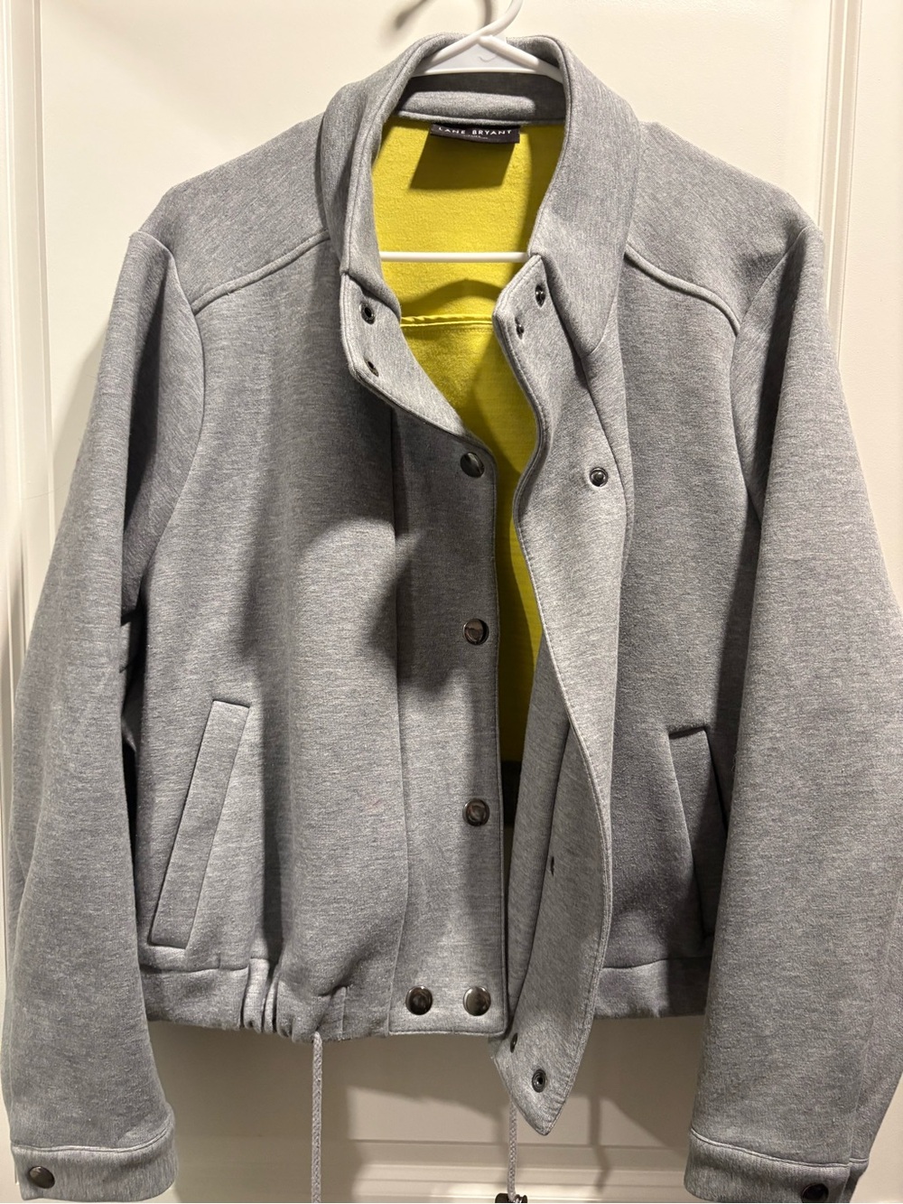 Lane Bryant Gray Bomber Jacket with Yellow Lining